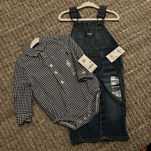 Osh Kosh Overalls and Button Down